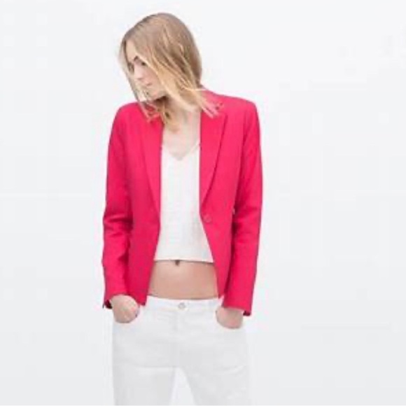 Zara Jackets & Coats Nwot Zara Hot Pink Blazer Xl Poshmark